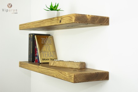 Rustic pine wall shelf 22x4.5 cm – handmade