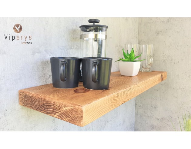 Pine wood floating shelf in kitchen – rustic style Pine wood floating shelf in kitchen – rustic style