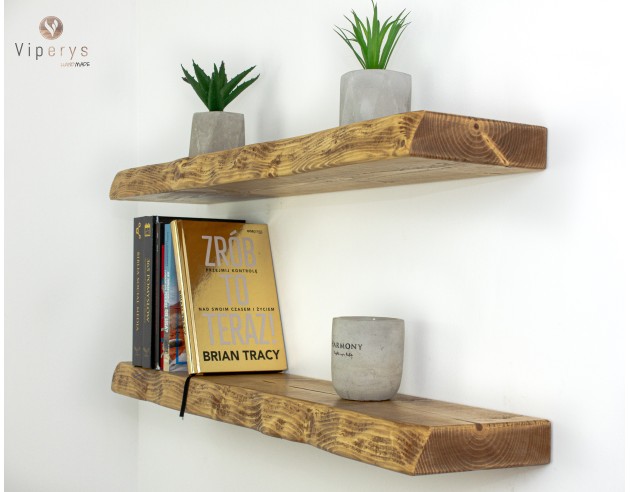 Étagère flottante à bord naturel en épicéa – 17 × 4,5 cm
