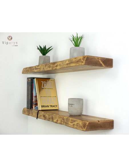 Étagère flottante à bord naturel en épicéa – 17 × 4,5 cm