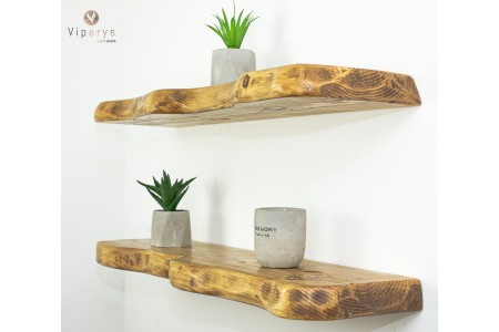 Étagère flottante à large bord naturel en épicéa – 22 × 4,5 cm 2