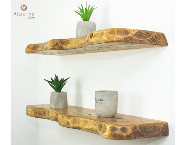 Étagère flottante à large bord naturel en épicéa – 22 × 4,5 cm