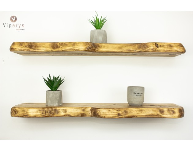 Étagère flottante à large bord naturel en épicéa – 22 × 4,5 cm