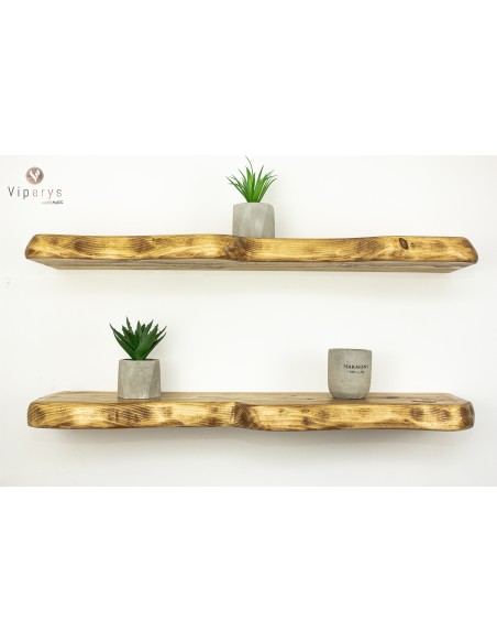 Étagère flottante à large bord naturel en épicéa – 22 × 4,5 cm