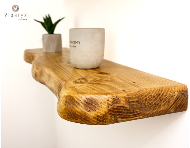 Étagère flottante à large bord naturel en épicéa – 22 × 4,5 cm