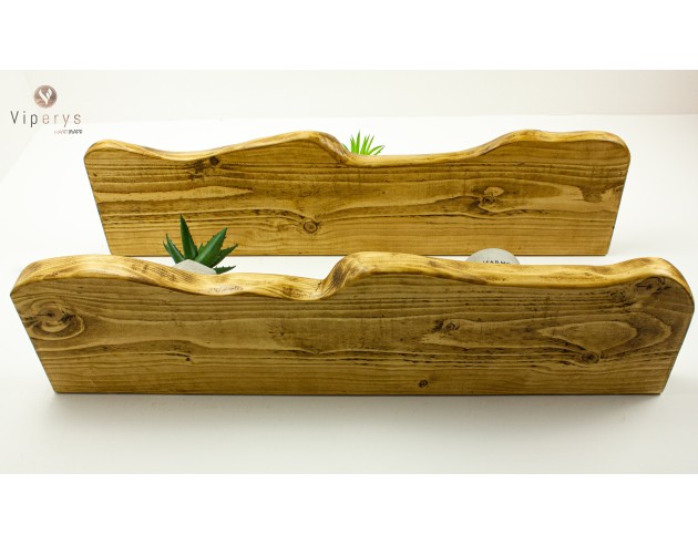 Étagère flottante à large bord naturel en épicéa – 22 × 4,5 cm