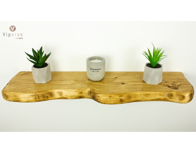 Étagère flottante à large bord naturel en épicéa – 22 × 4,5 cm