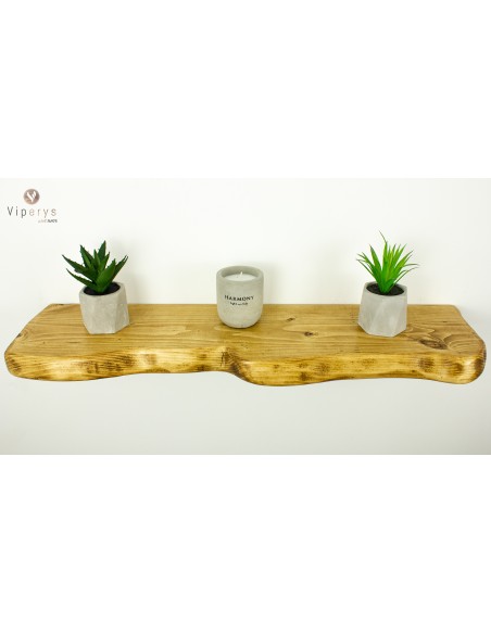 Étagère flottante à large bord naturel en épicéa – 22 × 4,5 cm