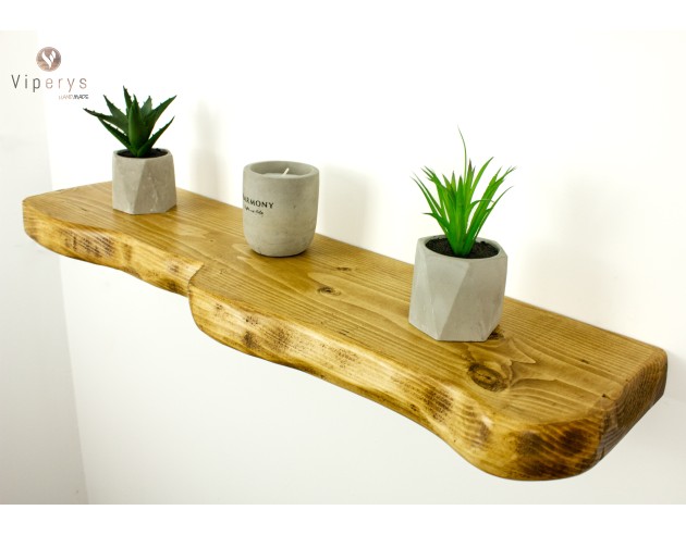 Étagère flottante à large bord naturel en épicéa – 22 × 4,5 cm