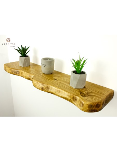 Étagère flottante à large bord naturel en épicéa – 22 × 4,5 cm