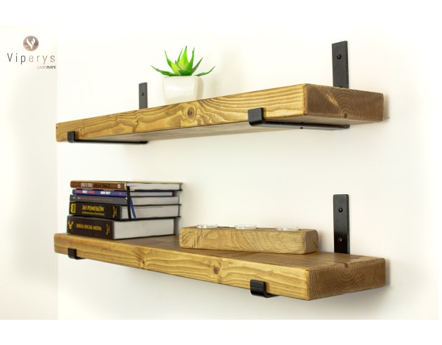 Étagère murale en épicéa sur équerres inversées – 17 × 4,5 cm