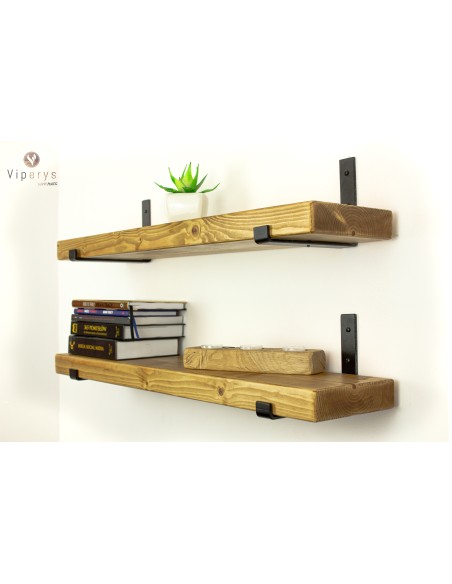 Étagère murale en épicéa sur équerres inversées – 17 × 4,5 cm