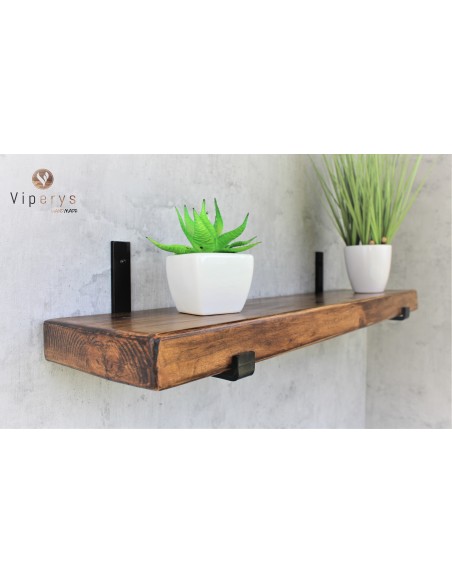 Étagère murale en épicéa sur équerres inversées – 17 × 4,5 cm