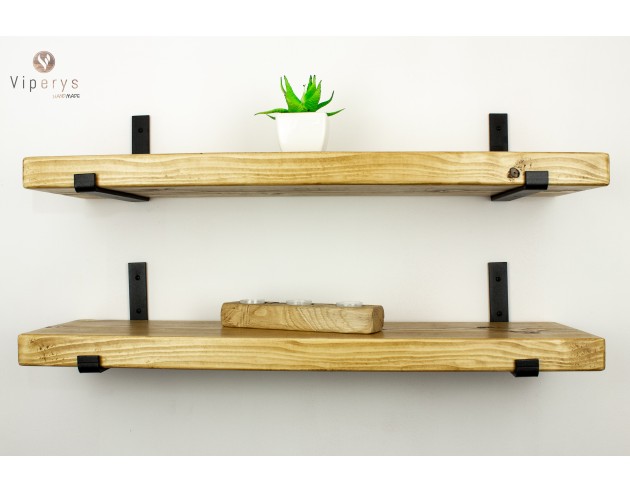Étagère murale en épicéa sur équerres inversées – 22 × 4,5 cm