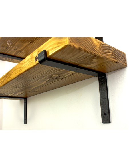Étagère murale en épicéa, équerres à rebord – 22 × 4,5 cm