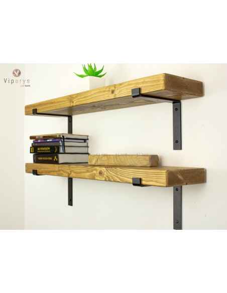 Étagère murale en épicéa, équerres à rebord – 22 × 4,5 cm