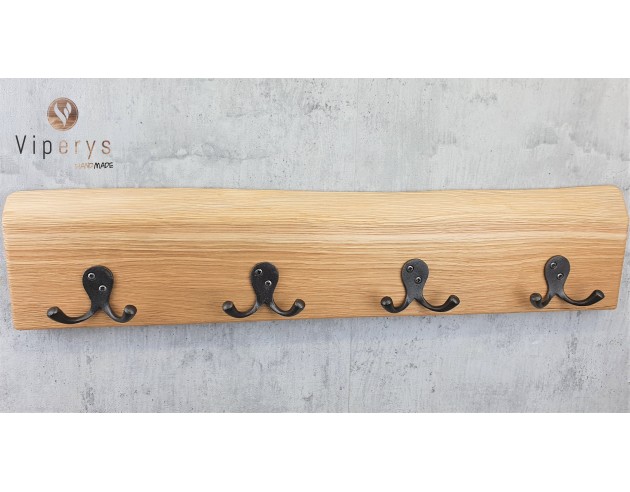 Porte-manteau mural en chêne à bord naturel