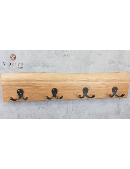 Porte-manteau mural en chêne à bord naturel