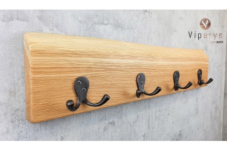 Porte-manteau mural en chêne à bord naturel 2