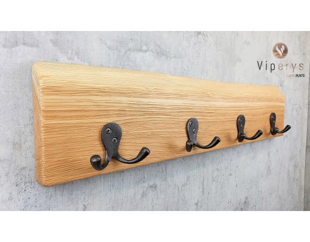 Porte-manteau mural en chêne à bord naturel