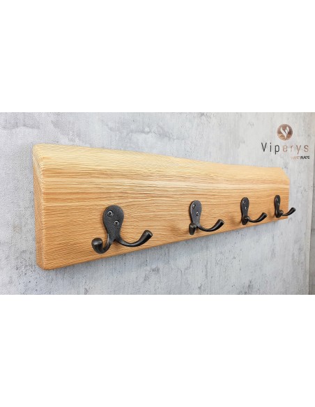 Porte-manteau mural en chêne à bord naturel