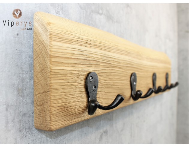 Porte-manteau mural en chêne à bord naturel
