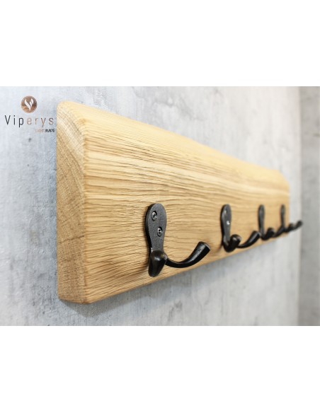 Porte-manteau mural en chêne à bord naturel