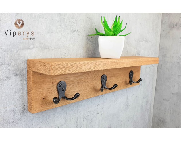 Oak coat rack with shelf