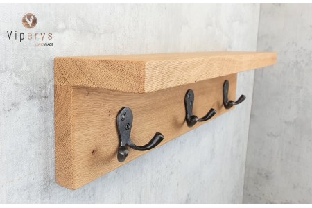 Porte-manteau mural en chêne avec tablette 2