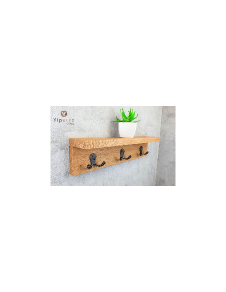 Porte-manteau mural en chêne avec tablette