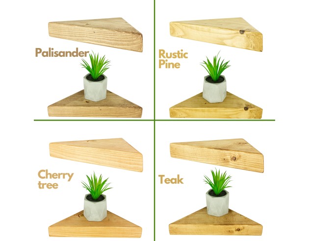 Étagère d'angle à bord naturel en épicéa