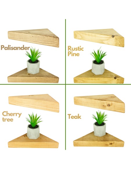 Étagère d'angle à bord naturel en épicéa
