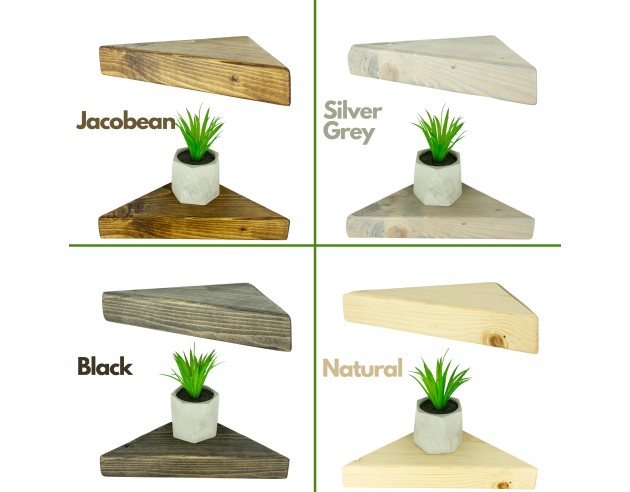 Étagère d'angle à bord naturel en épicéa