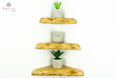 Live edge Rustic corner shelf 2