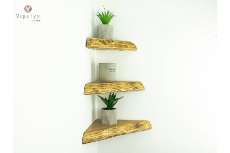 Live edge Rustic corner shelf