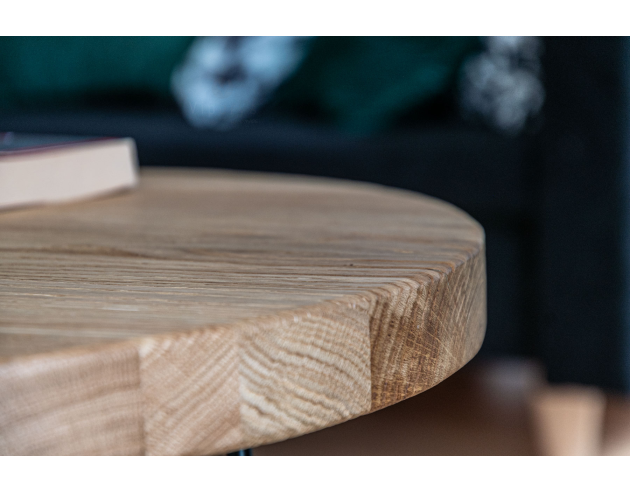 Table basse ronde en chêne massif – naturel