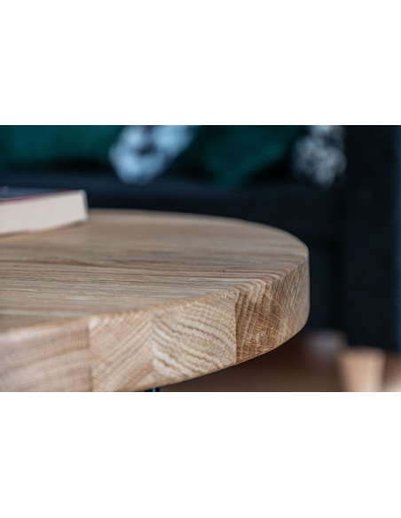 Table basse ronde en chêne massif – naturel