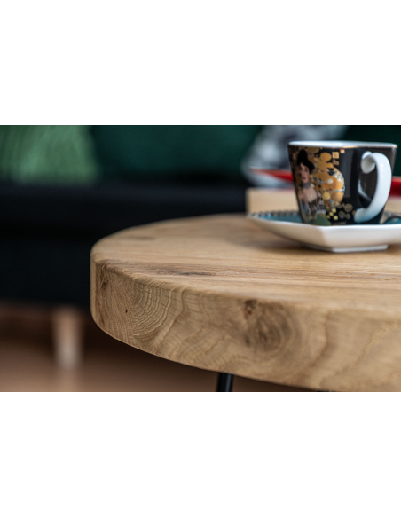 Table basse ronde en chêne massif – naturel