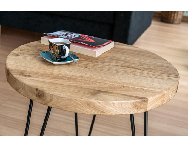 Table basse ronde en chêne massif – naturel
