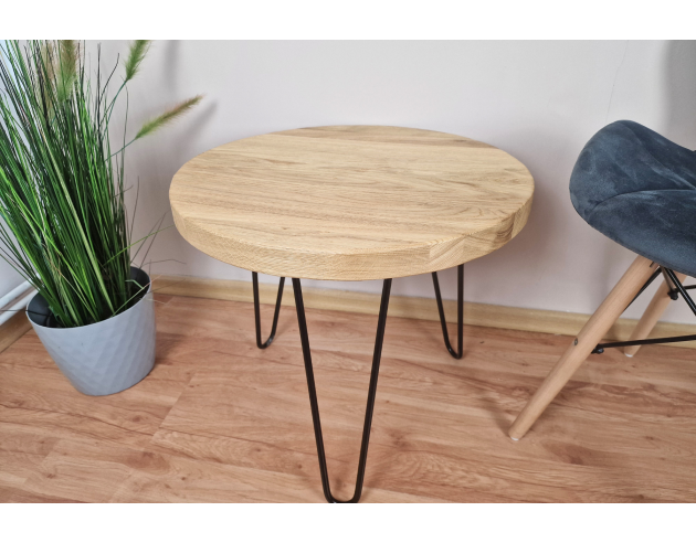Table basse ronde en chêne massif – naturel