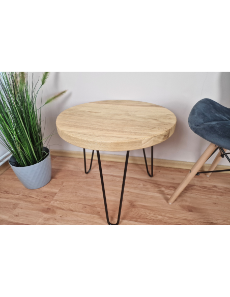 Table basse ronde en chêne massif – naturel