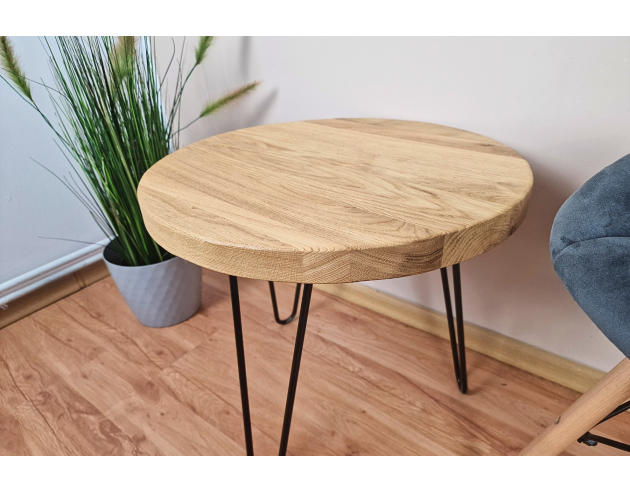Table basse ronde en chêne massif – naturel