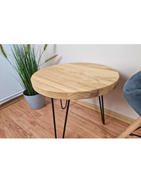 Table basse ronde en chêne massif – naturel