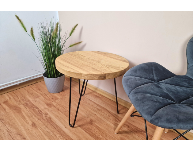 Table basse ronde en chêne massif – naturel