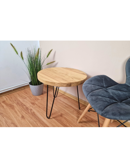 Table basse ronde en chêne massif – naturel