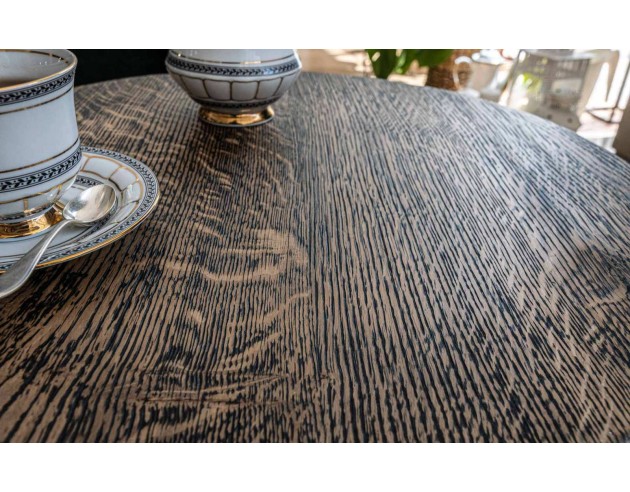 Table basse ronde en chêne massif – noire