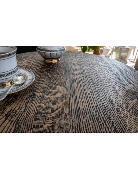 Table basse ronde en chêne massif – noire