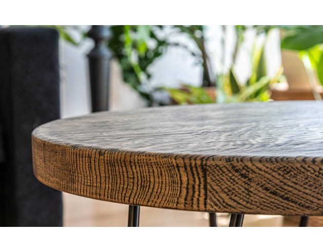 Table basse ronde en chêne massif – noire