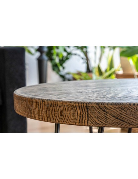 Table basse ronde en chêne massif – noire