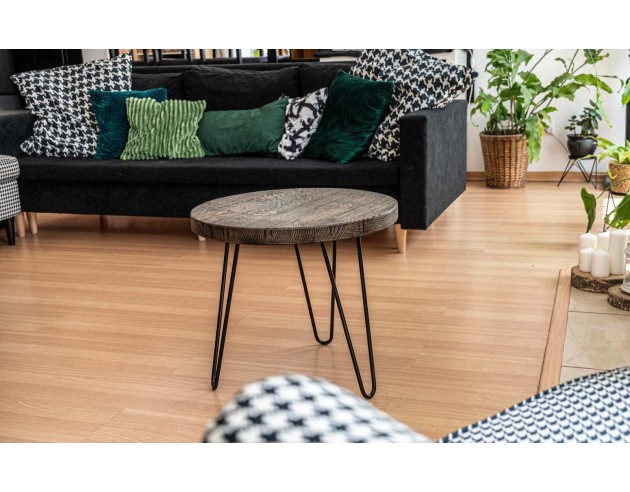 Shabby Black Oak Round Coffee Table Shabby Black Oak Round Coffee Table